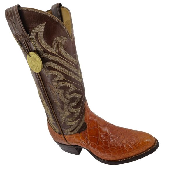 Tony Lama Shoes - MINT Alligator El Rey Tony Lama 6.5B Honey Brown Cowboy Cowgirl Western Boots